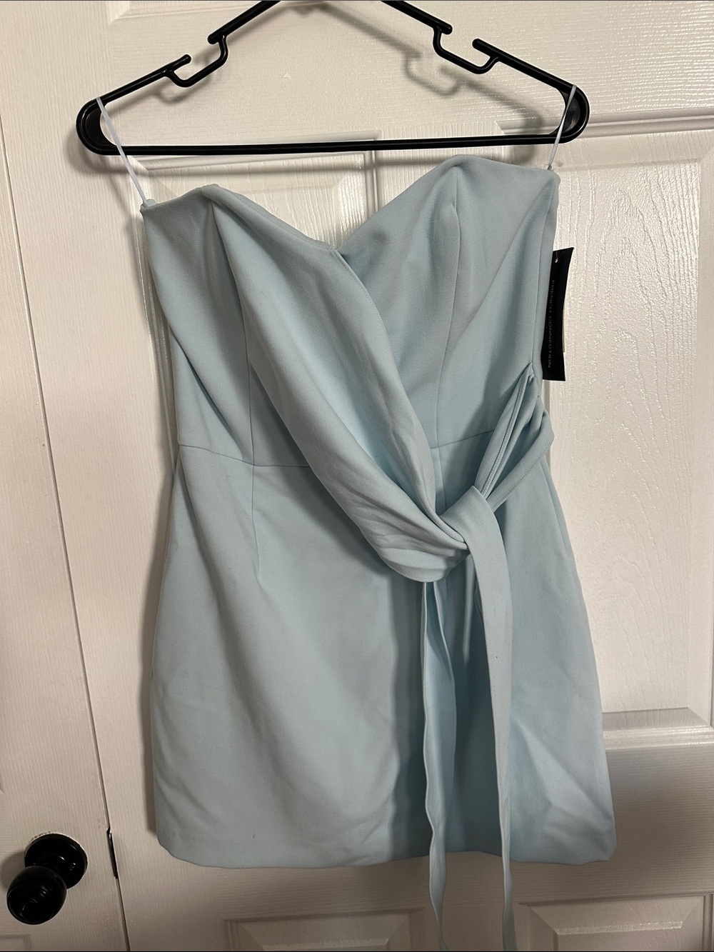 NWT Women’s French Connection Pale Blue Strapless Tie-Front Mini Dress